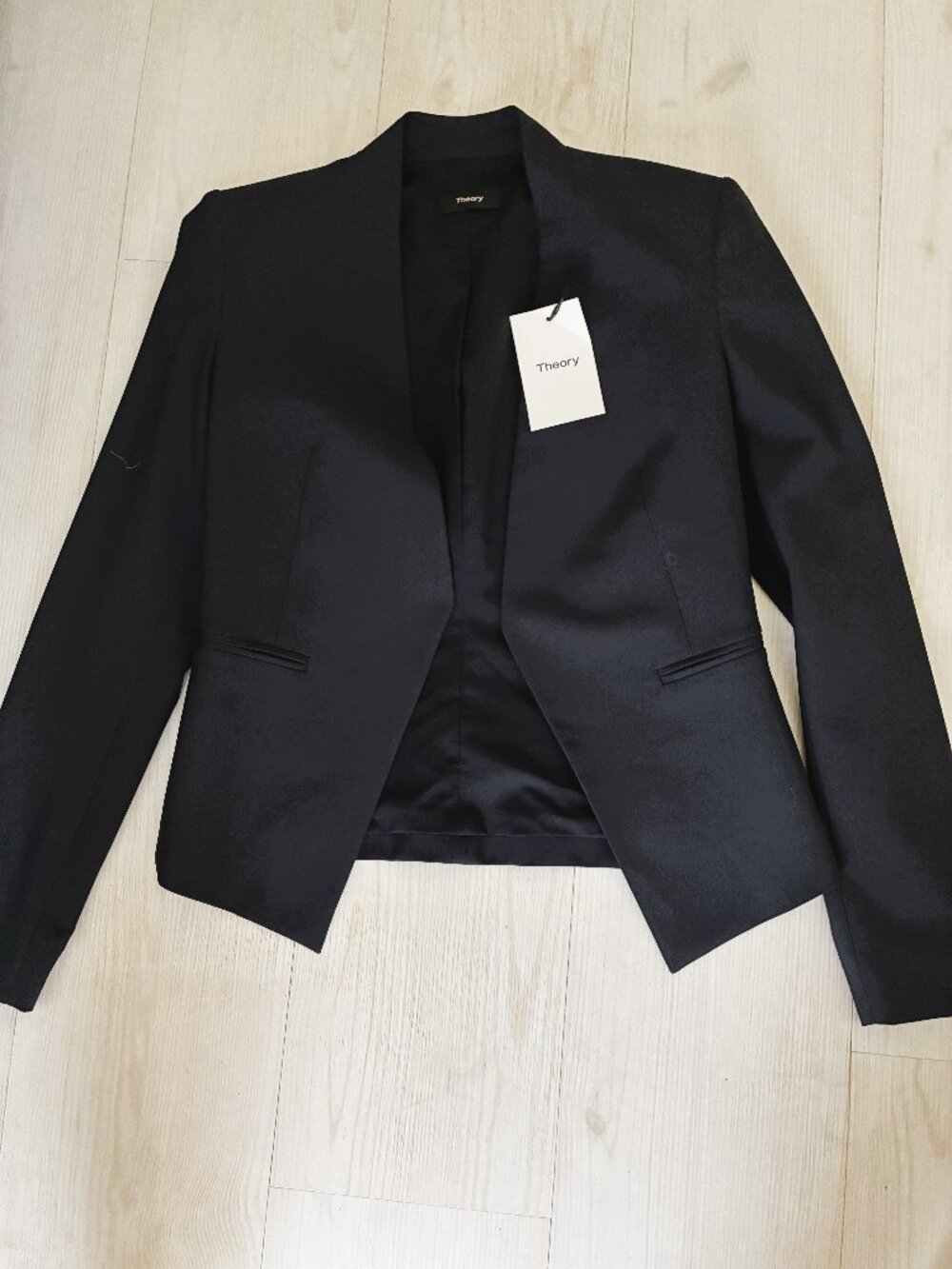 Theory Lanai Edition 4 Open Front Stretch Wool Blazer Deep Navy Size 0 (NWT)